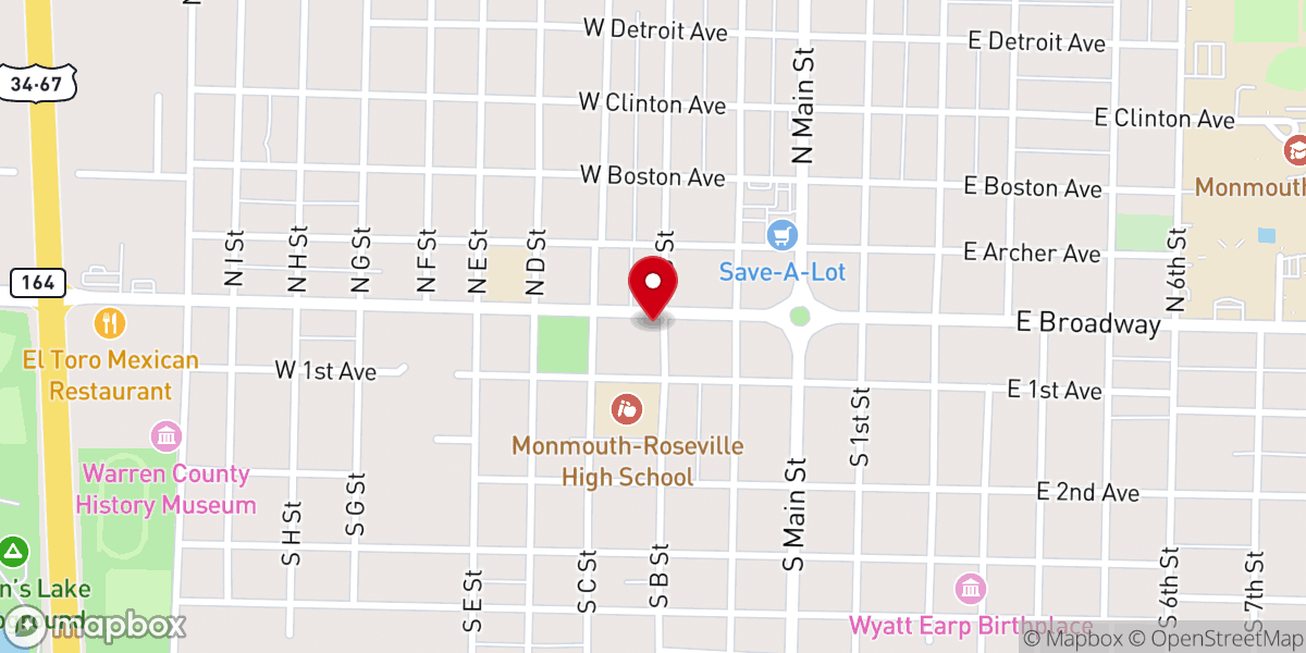 Map showing location of monmouth chin christian church
