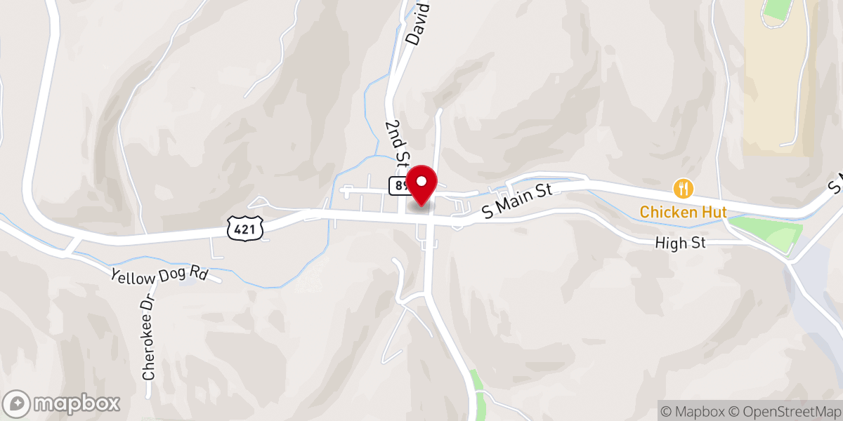 Map showing location of Victory Tabernacle Church