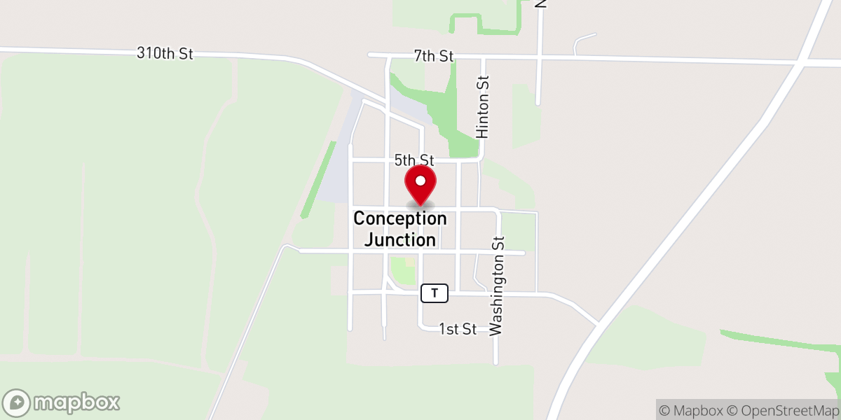 Map showing location of Conception Junction