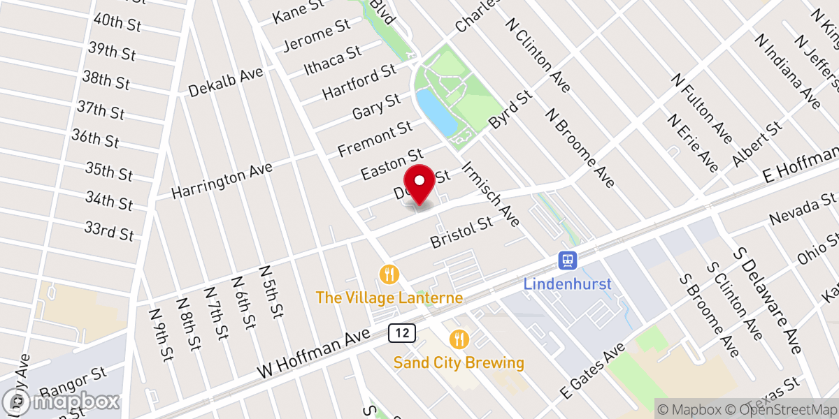 Map showing location of St. John's Evangelical Lutheran Church