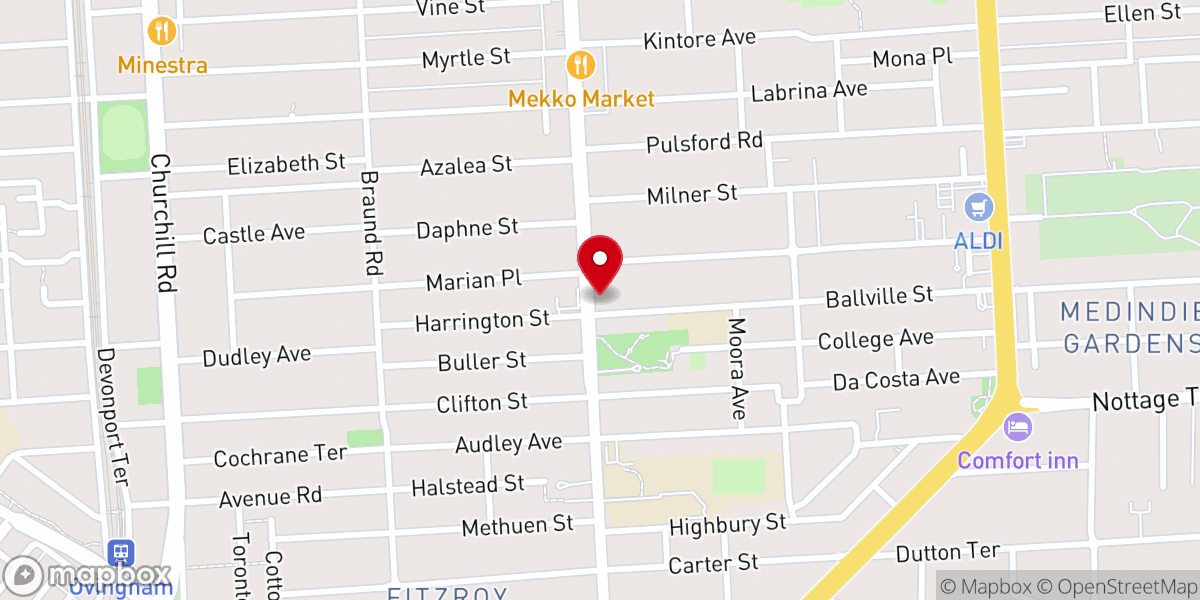 Map showing location of St Cuthbert's Anglican Church