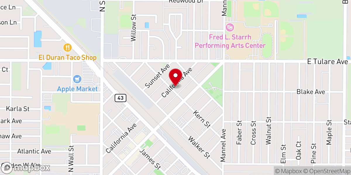 Map showing location of Shafter Mennonite Brethren Church