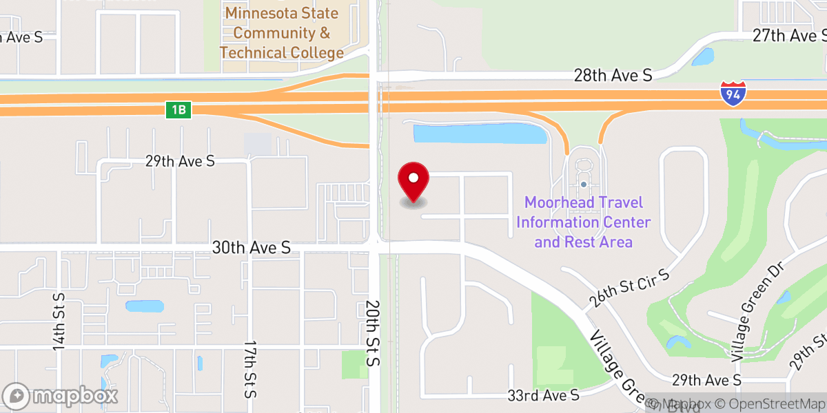 Map showing location of Hegland church, hawley, mn
