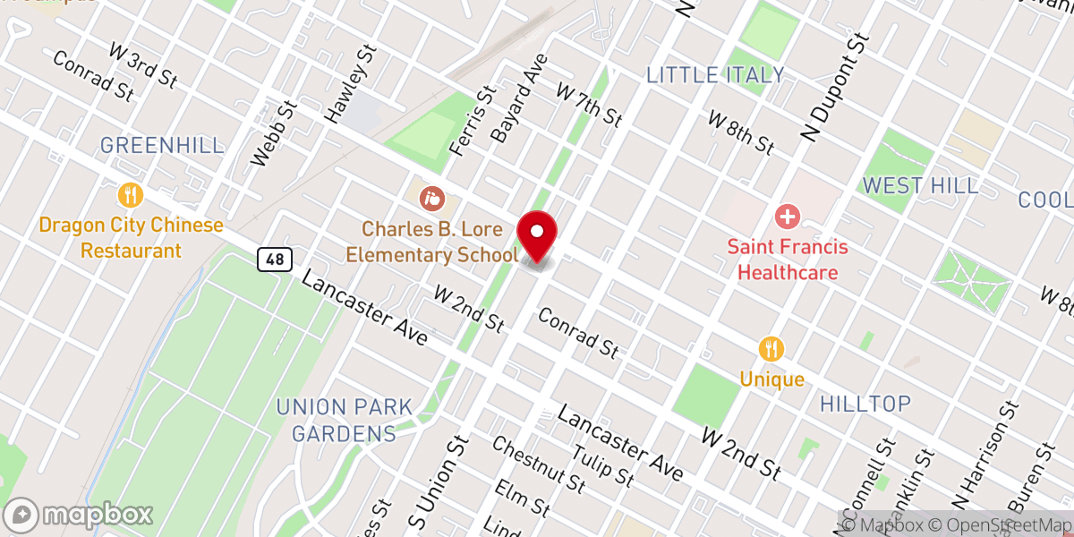 Map showing location of Epiphany Church Wilmington