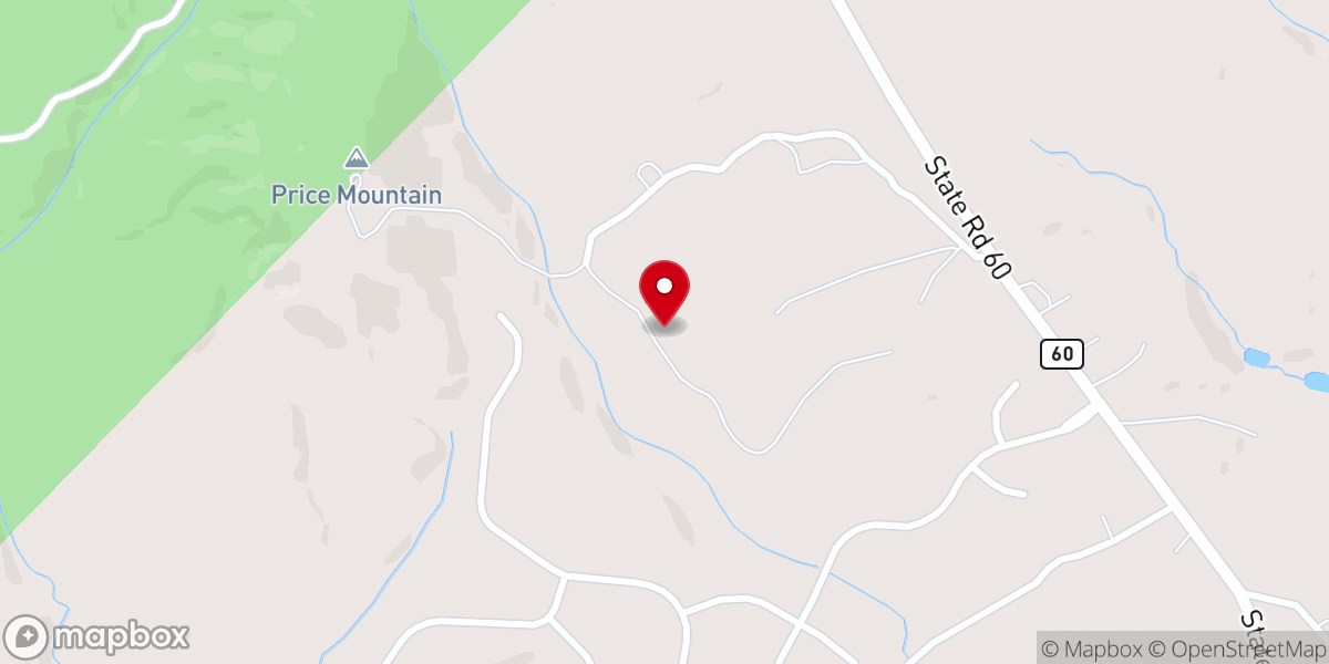 Map showing location of The Barn at Price Mountain Farm