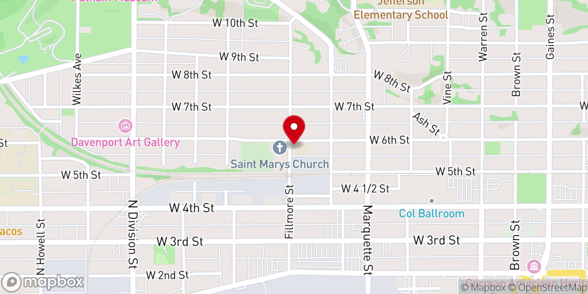 Map showing location of St Mary Parish Center