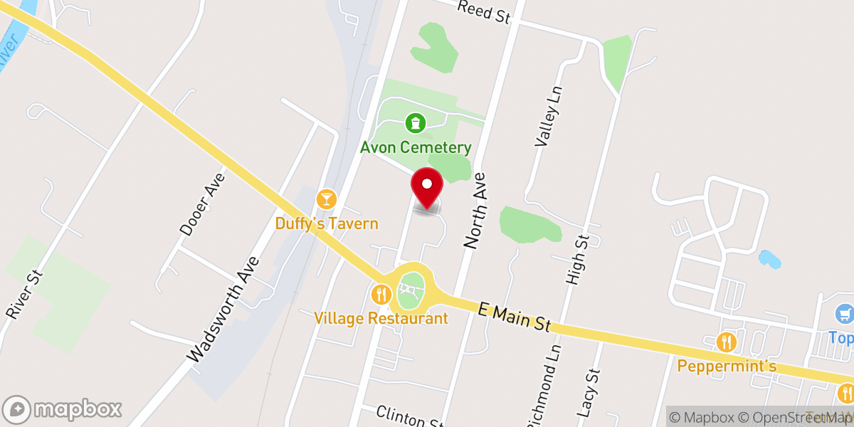 Map showing location of Avon NY Food Pantry
