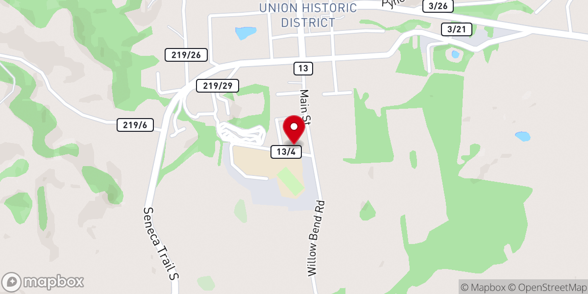 Map showing location of Union Memorial Baptist Church