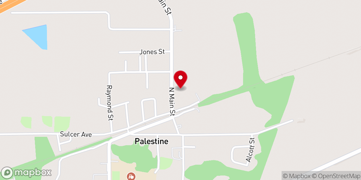 Map showing location of Palestine Church of Christ