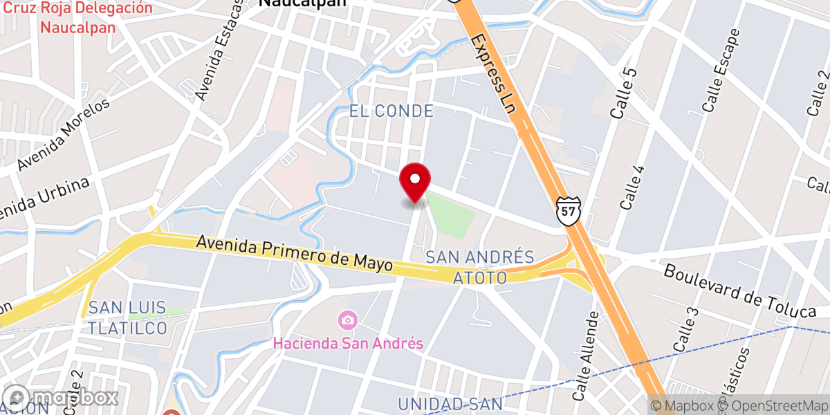 Map showing location of Centro de Avivamiento Naucalpan
