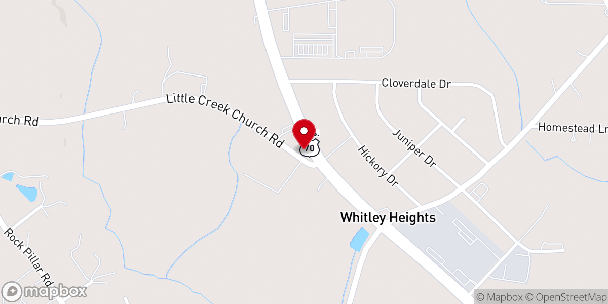 Map showing location of Oakey Grove Baptist Church