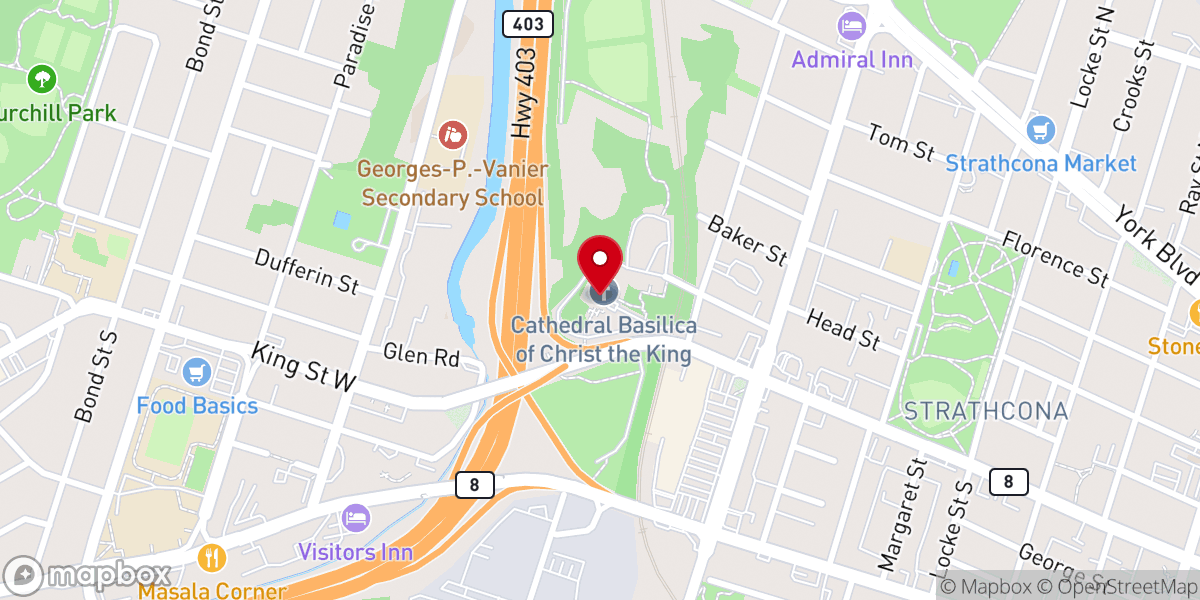 Map showing location of Cathedral Basilica of Christ the King