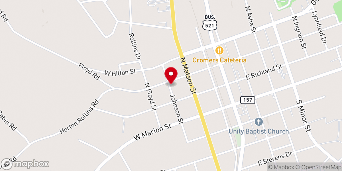 Map showing location of Team Church