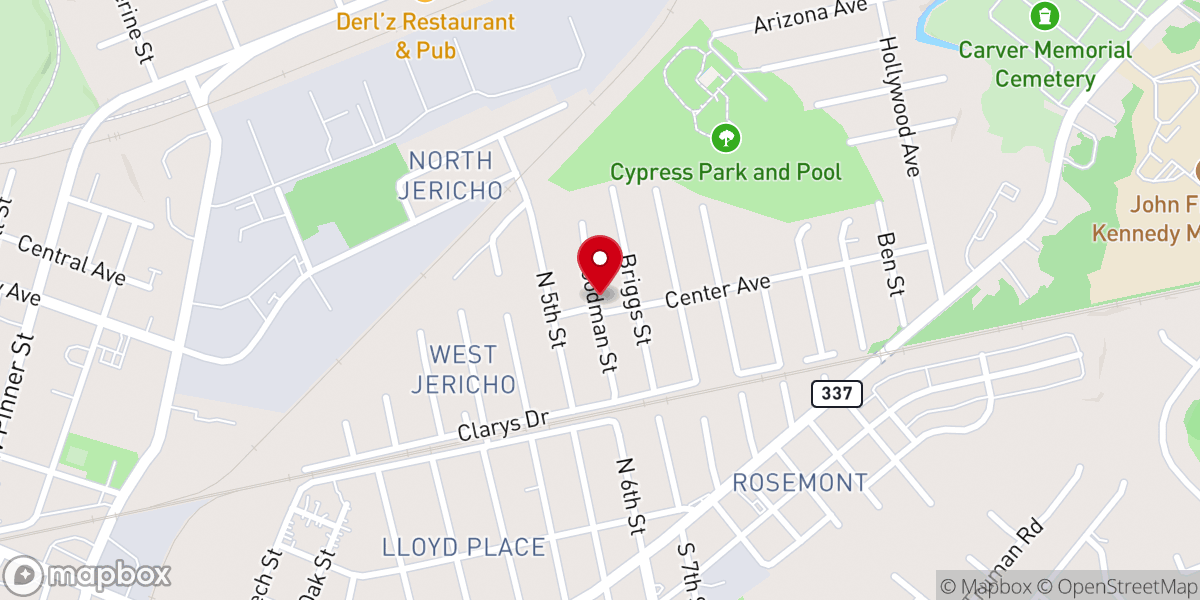 Map showing location of Sixth Street Baptist Church