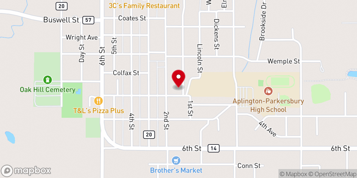 Map showing location of Bethel Lutheran Church Pastor's