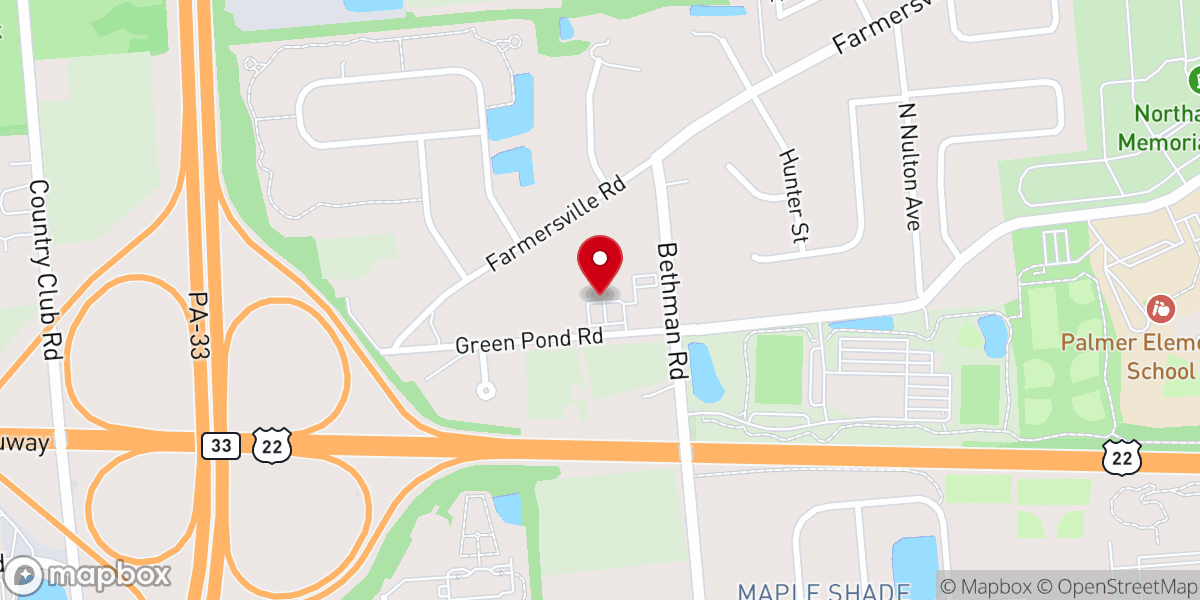 Map showing location of Green Pond United Methodist Church
