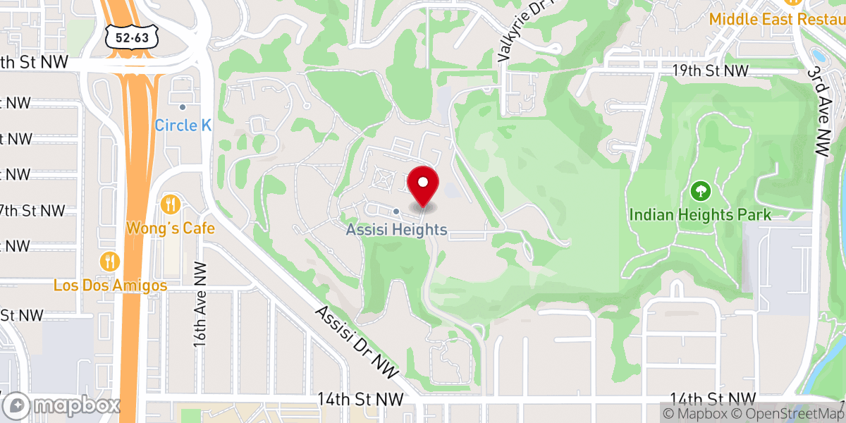 Map showing location of Assisi Heights Spirituality Center