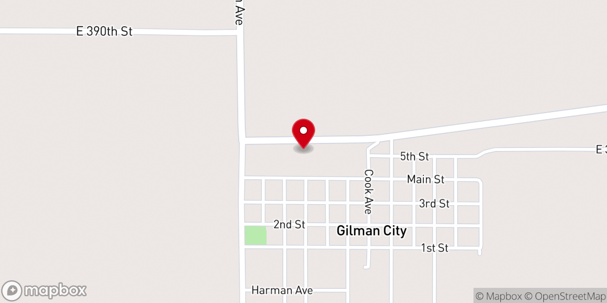 Map showing location of First Baptist Church of Gilman City