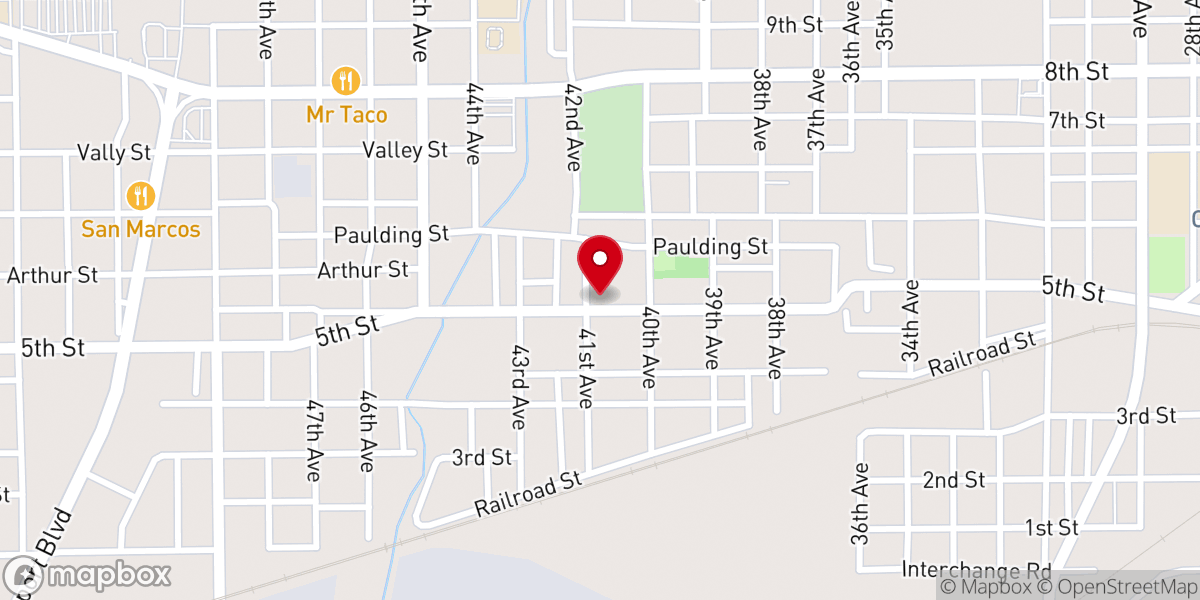 Map showing location of Fifth Street United Methodist Church
