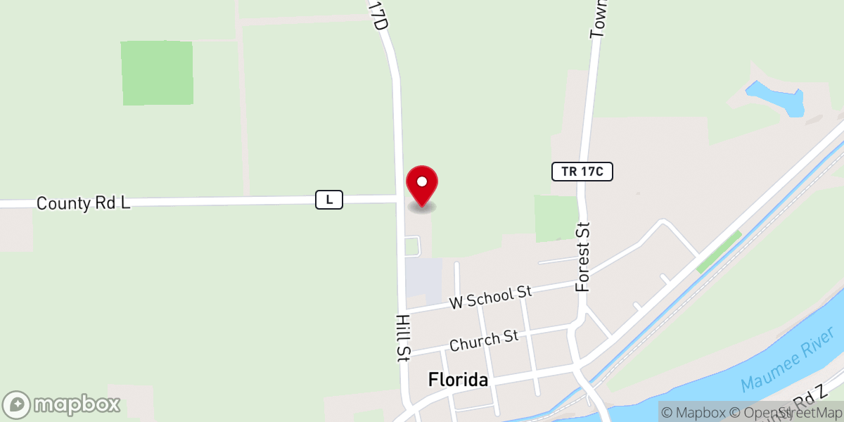 Map showing location of St. Peter Lutheran Church (Florida, Ohio)