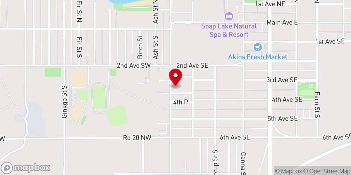 Map showing location of First Baptist Church of Soap Lake