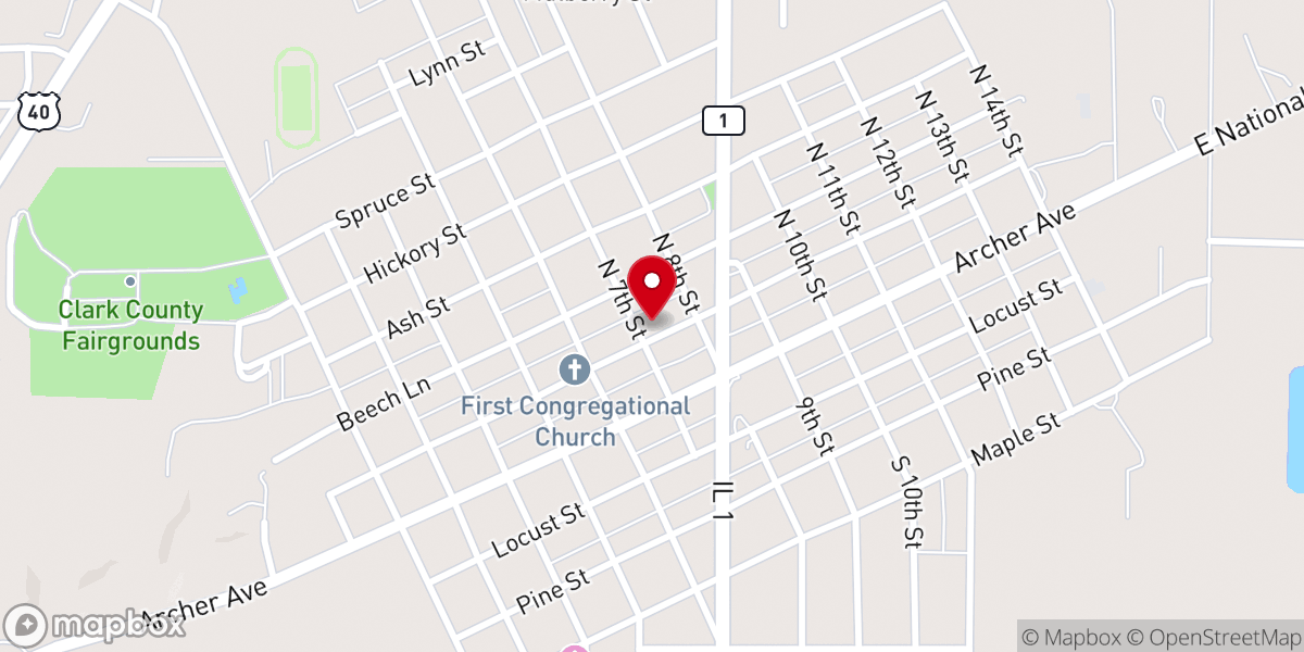 Map showing location of Marshall First United Methodist Church