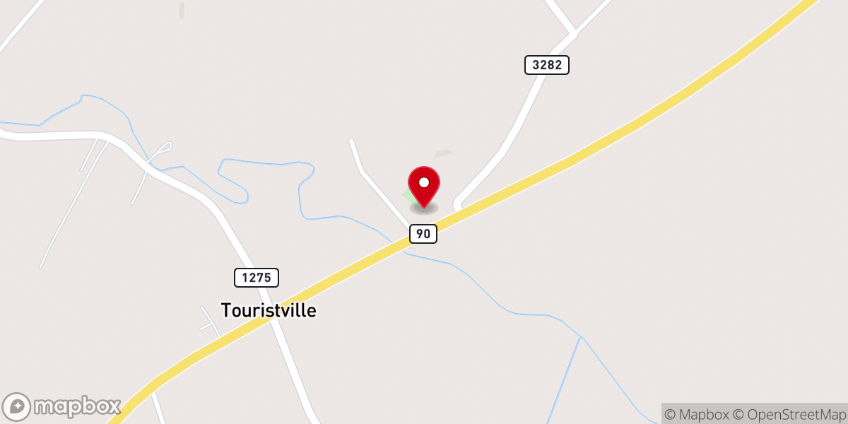 Map showing location of Mill Springs Christian Church