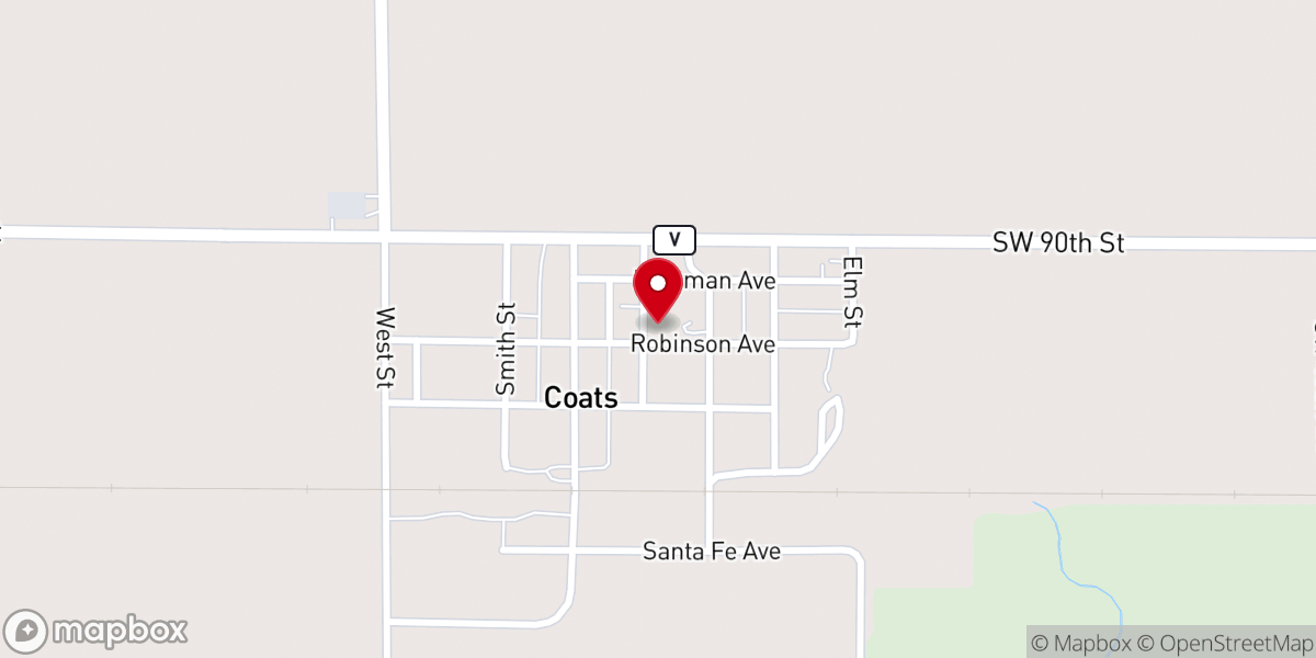 Map showing location of Coats Grace United Methodist Church