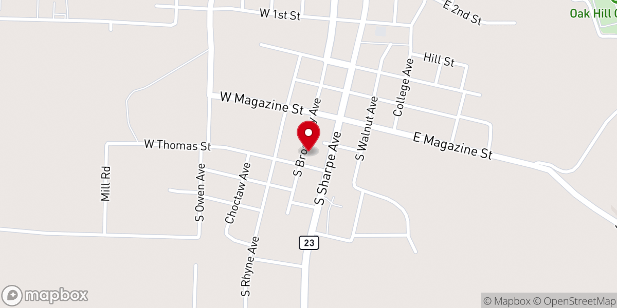 Map showing location of Southside Baptist Church