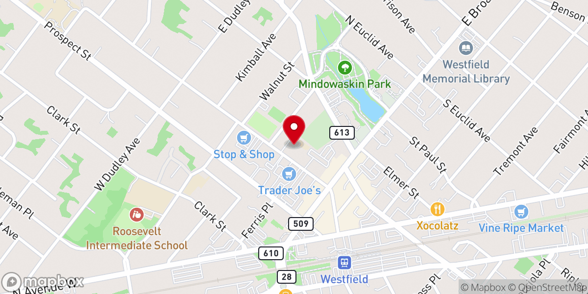 Map showing location of First Baptist Church-Westfield