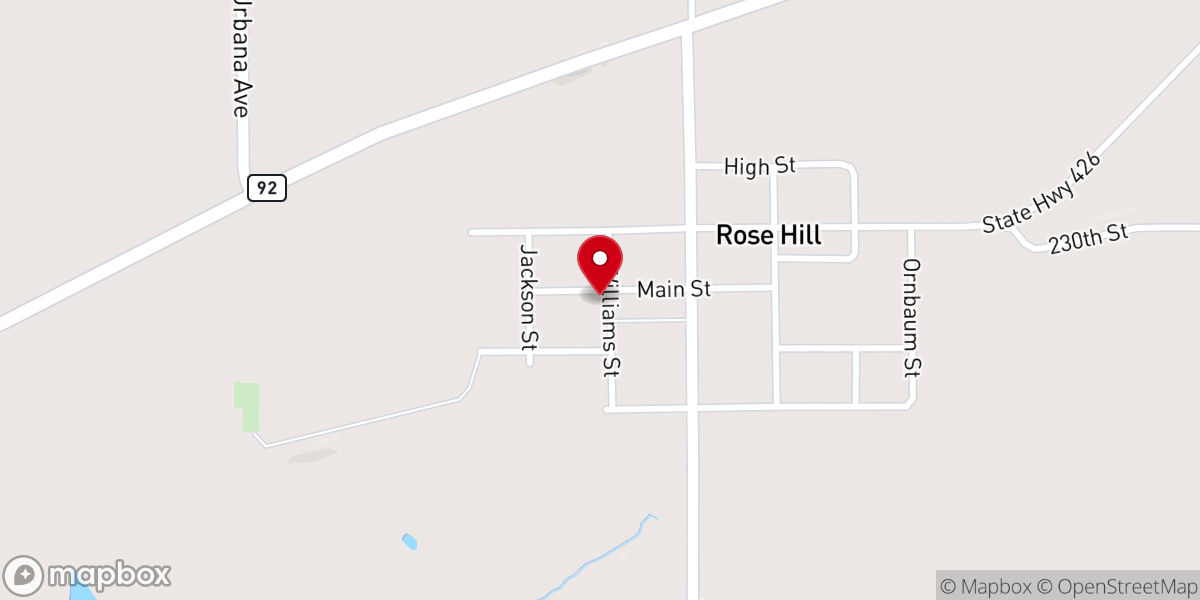 Map showing location of Rose Hill Community Church