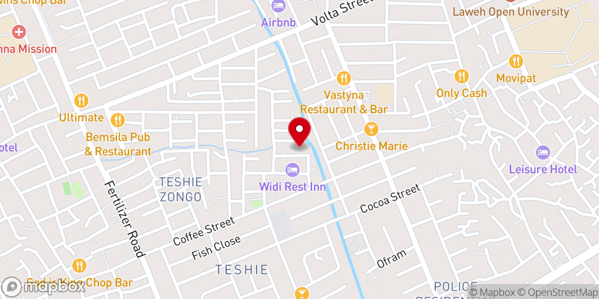 Map showing location of Teshie Nungua Estate Methodist Church