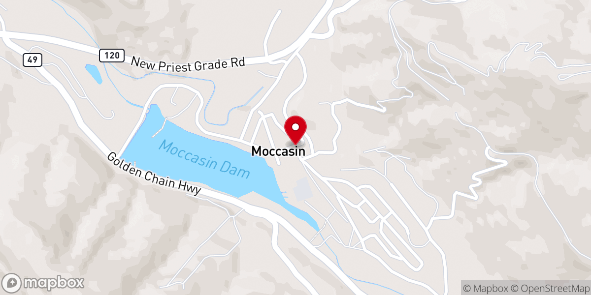 Map showing location of Moccasin