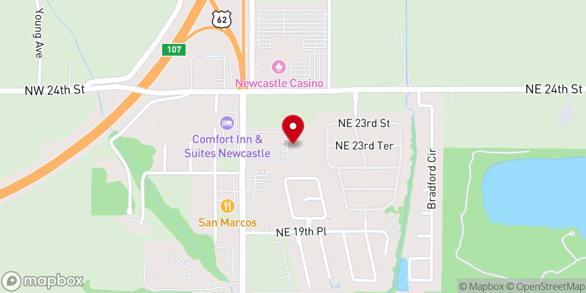 Map showing location of Newcastle Christian Church