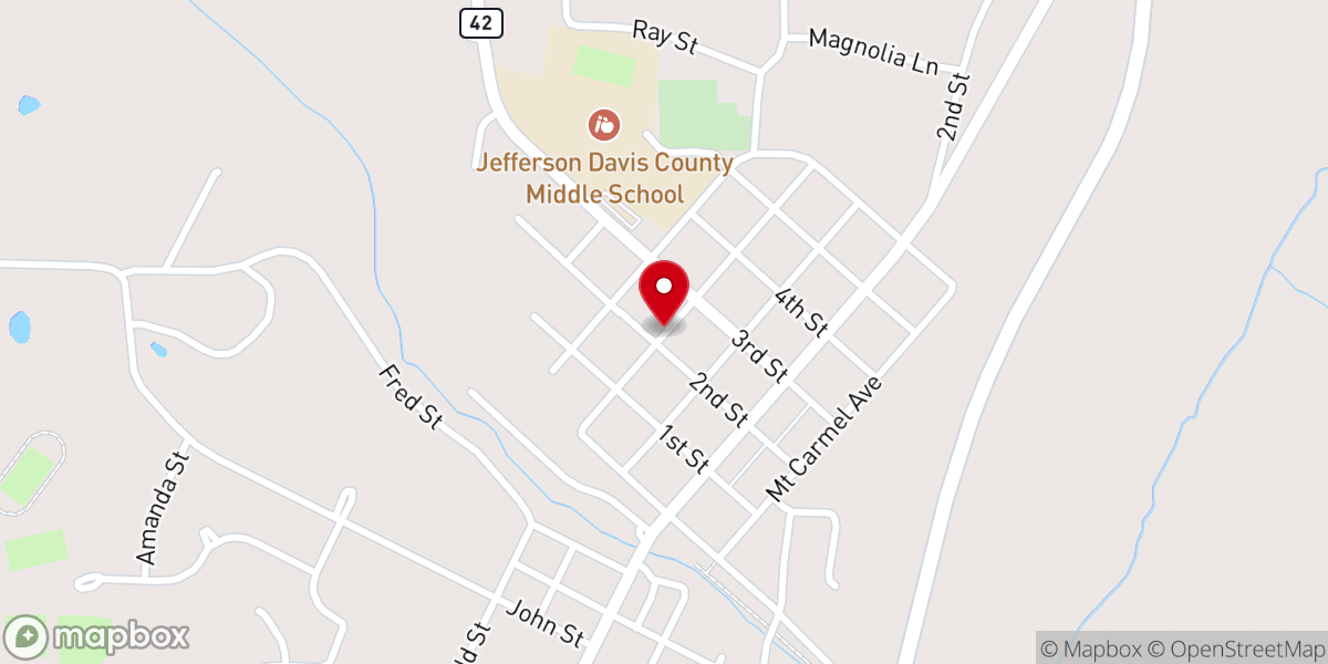 Map showing location of Prentiss Baptist Church Early