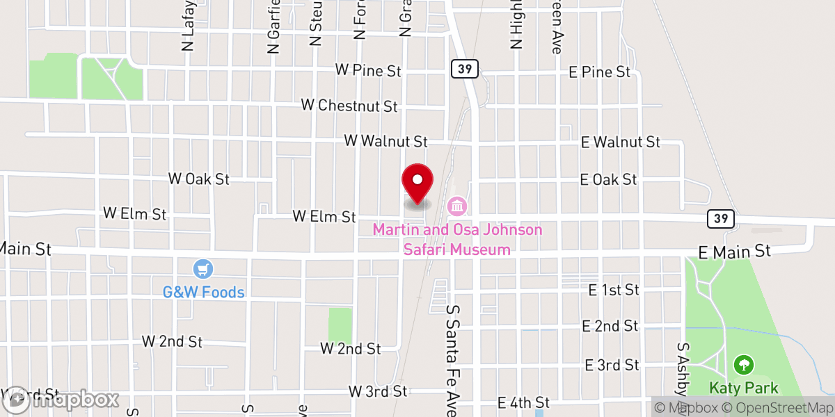 Map showing location of First Christian Church