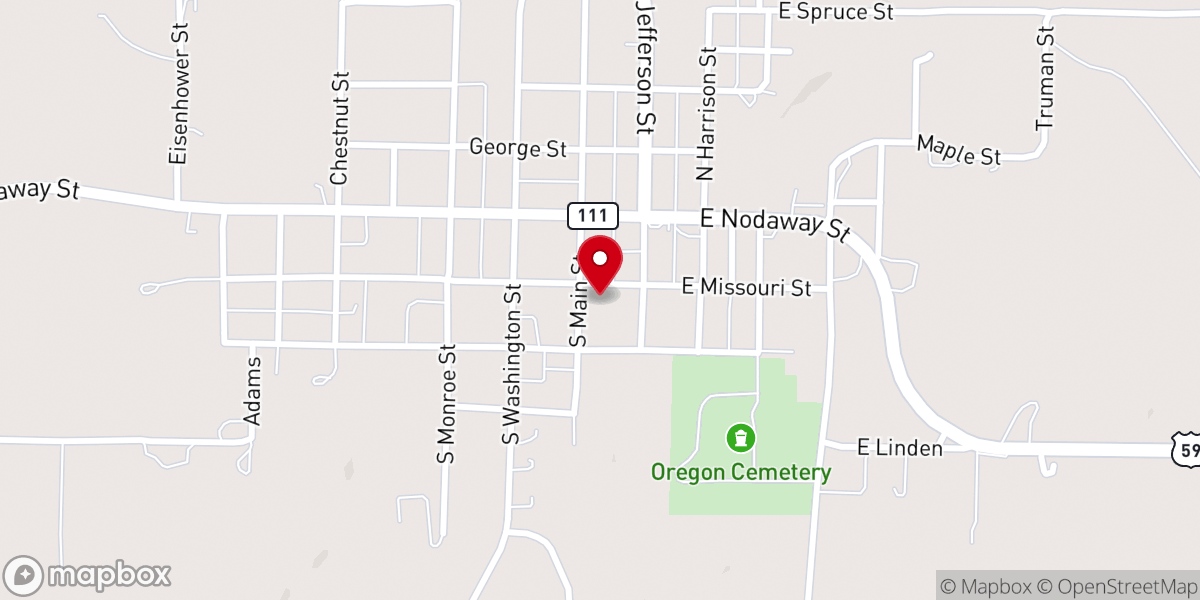 Map showing location of Oregon United Methodist Church