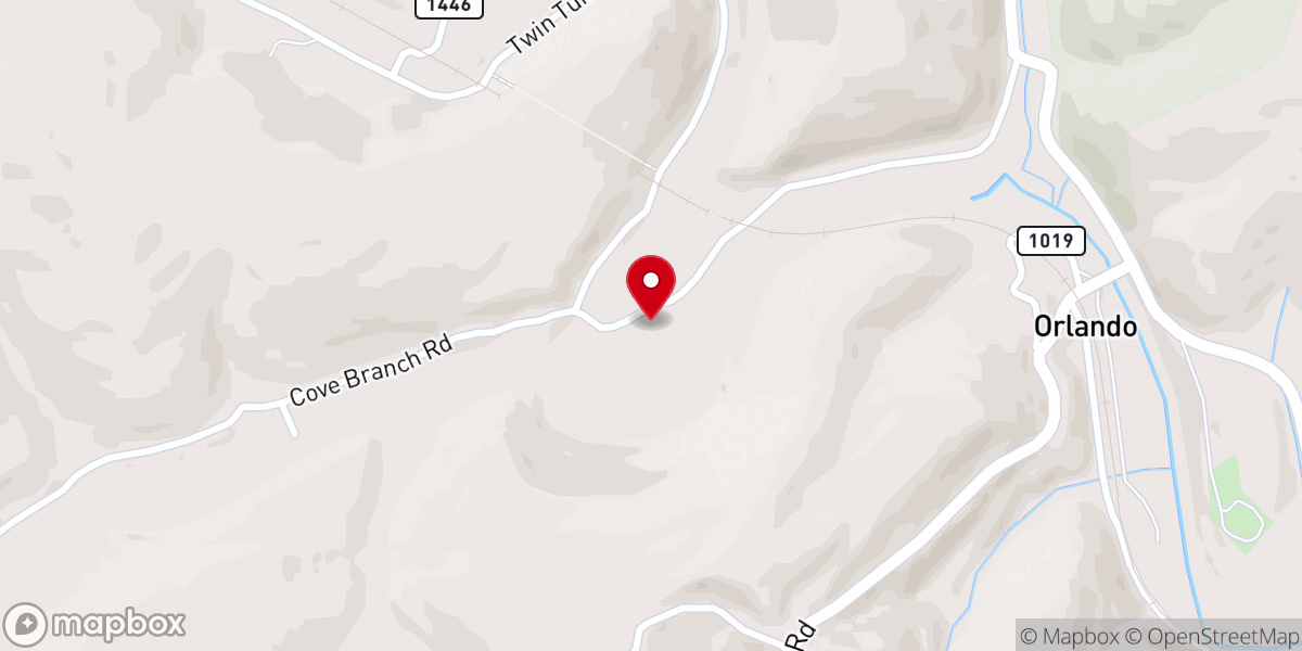 Map showing location of Cove Branch United Baptist Church