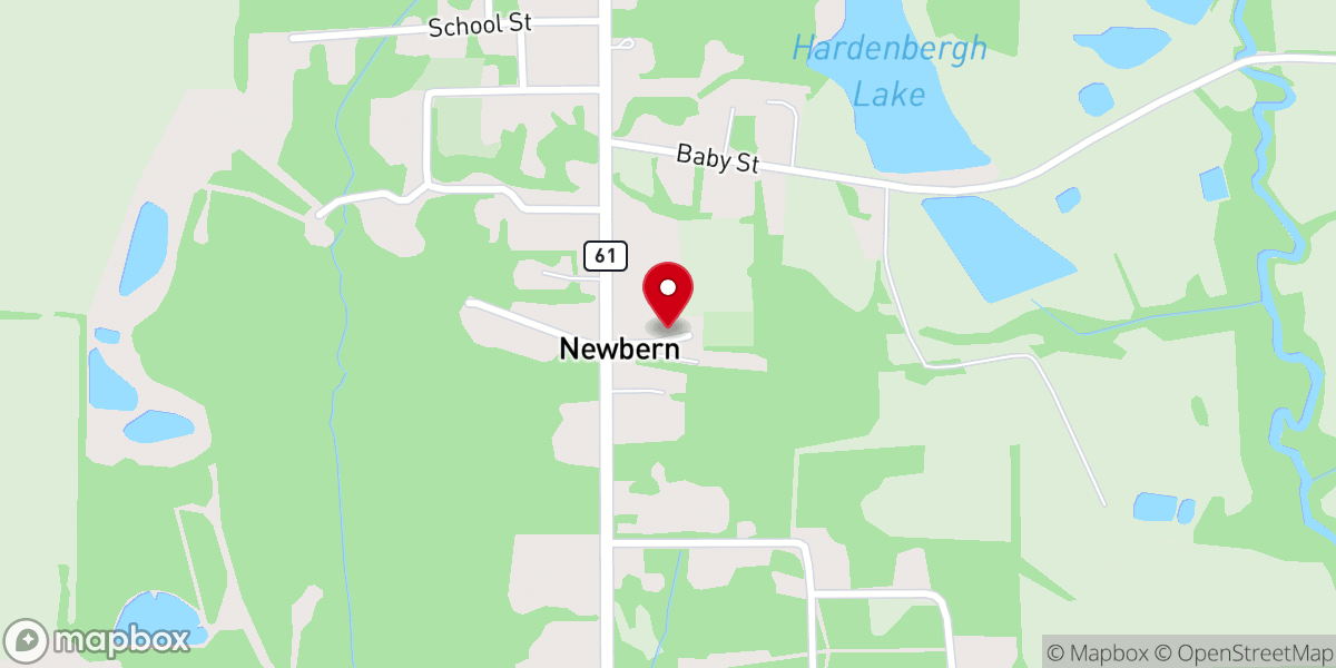 Map showing location of Newbern Presbyterian Church