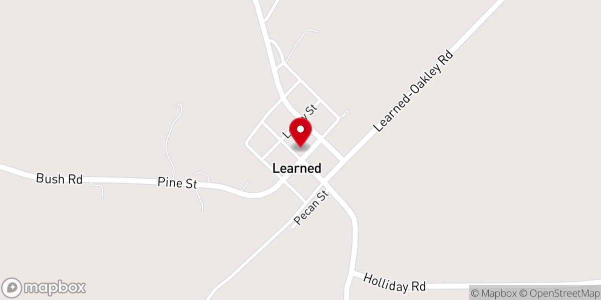 Map showing location of Learned United Methodist Church