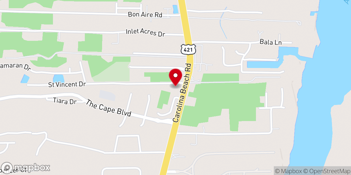 Map showing location of Cape Fear Baptist Church