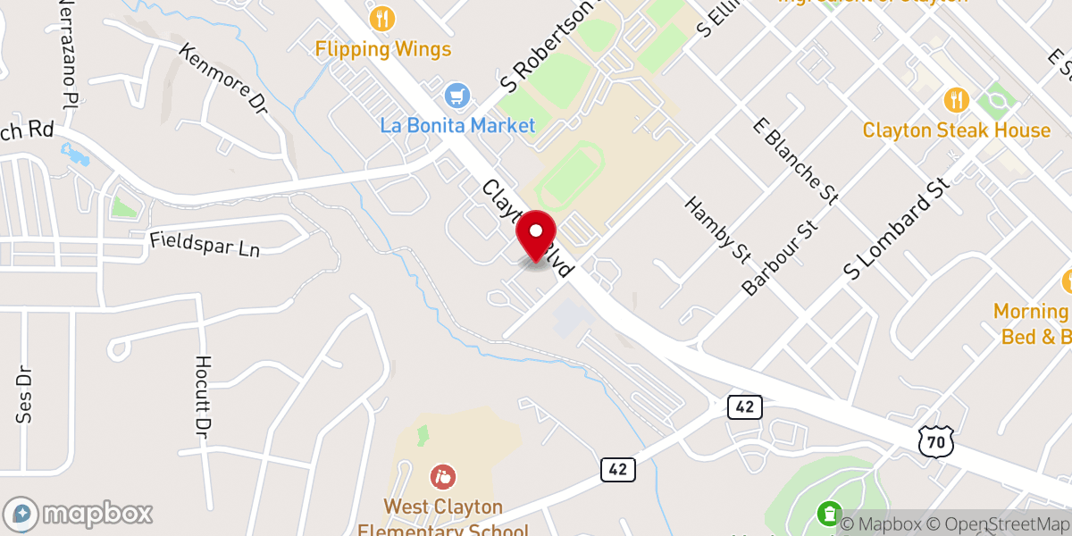 Map showing location of Cornerstone Church Clayton