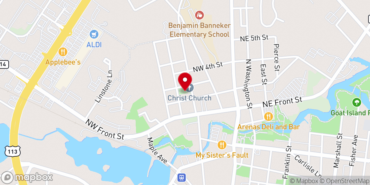 Map showing location of Christ Episcopal Church