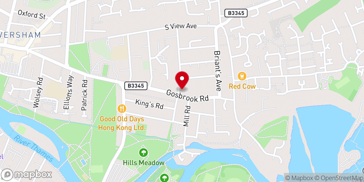 Map showing location of St John the Baptist Church