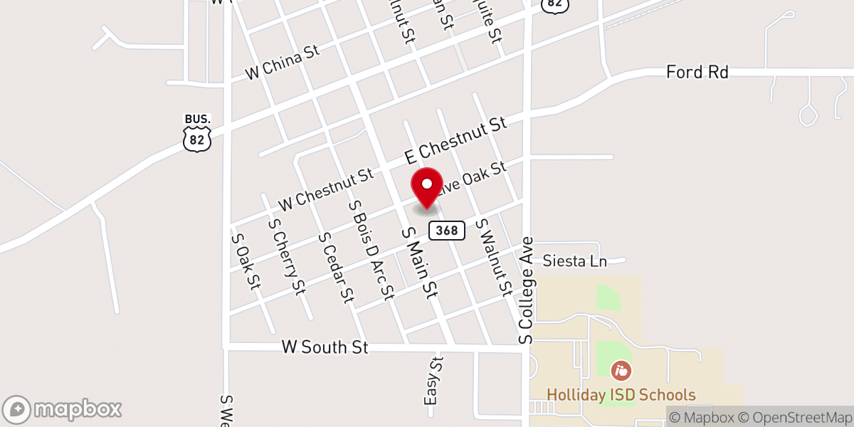 Map showing location of First Methodist Church of Holliday