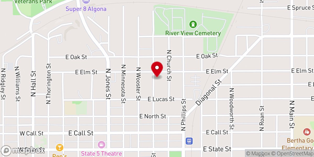 Map showing location of Trinity Lutheran Church