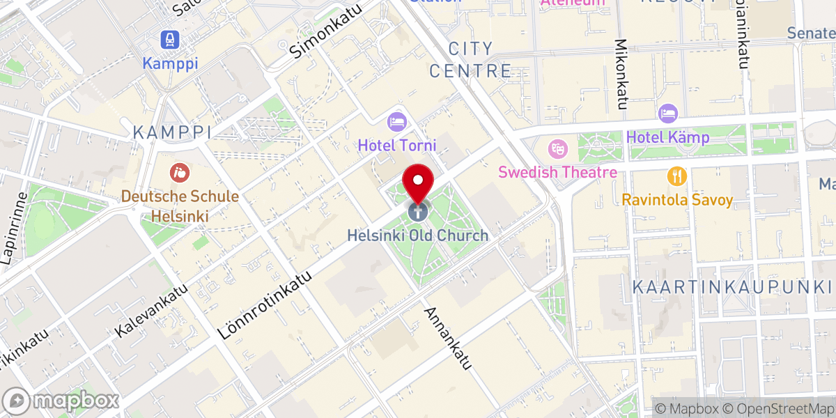 Map showing location of Vanha kirkko