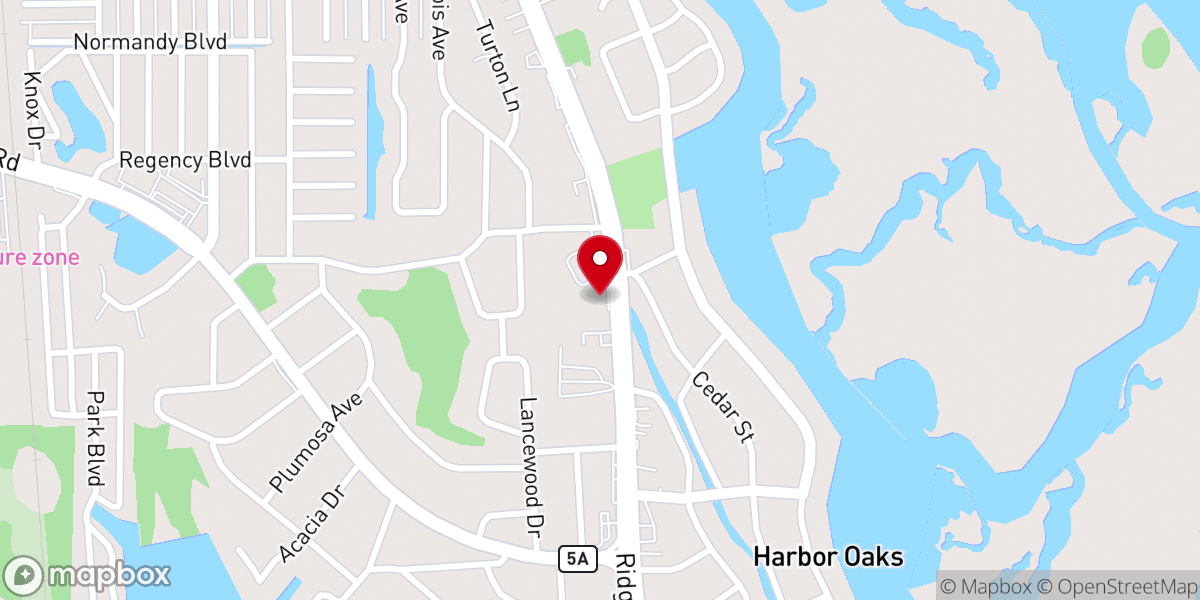 Map showing location of Harbor Oaks Church