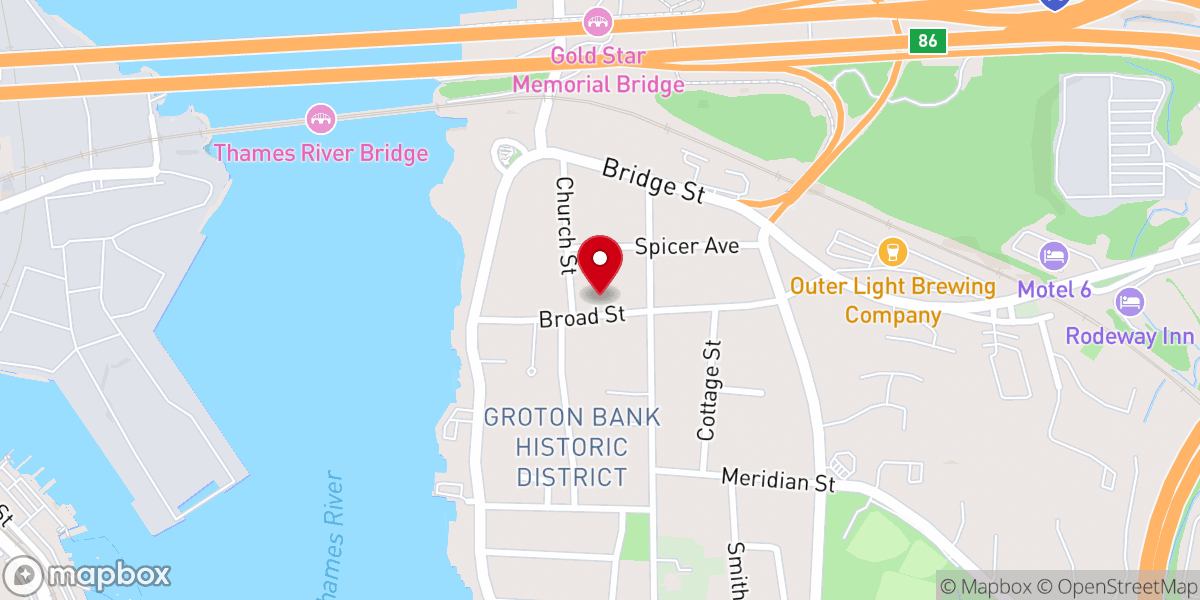 Map showing location of Groton Heights Baptist Church
