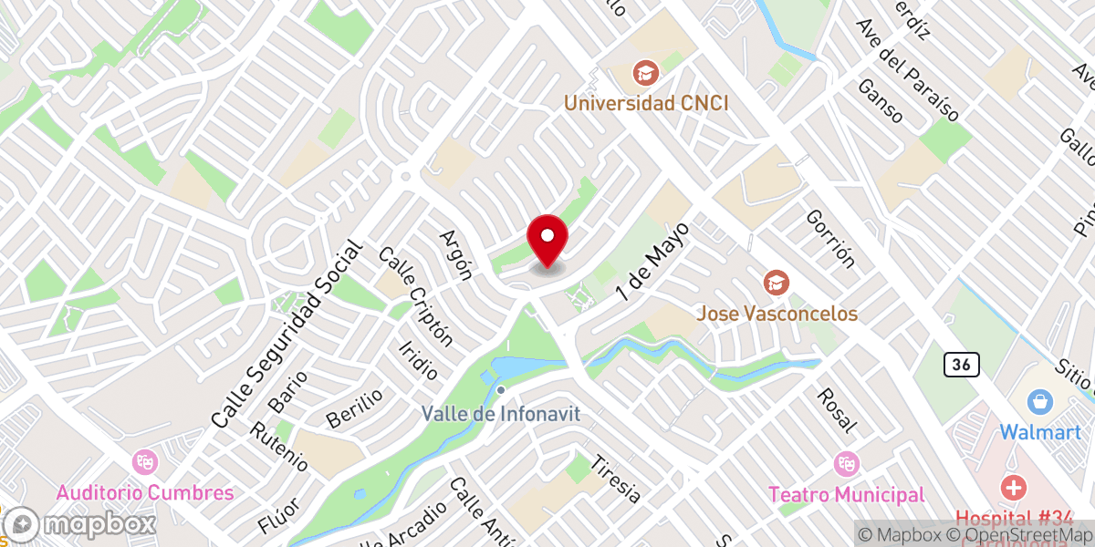 Map showing location of Parroquia San Juan Evangelista